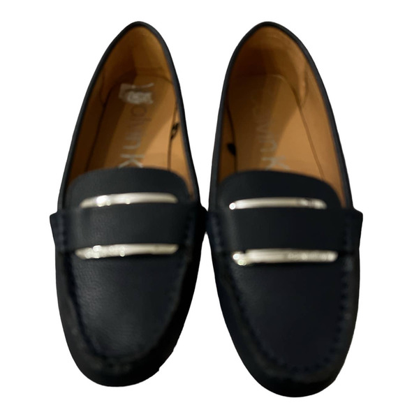 Calvin Klein KCleonie Loafer Size 7.5M in Blue Decorated w/Two Silver Bars - Picture 2 of 6